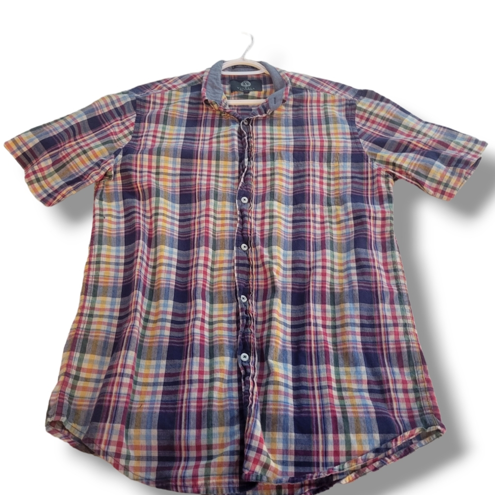 Viyella London Mens Short Sleeve Button Down Shirt Multicolor Check size M